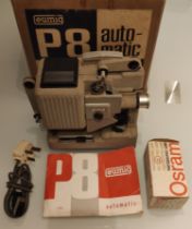 A Eumig P8 Automatic Projector In Its Original Box With Power Lead Etc and A Japanese Film Slicer...
