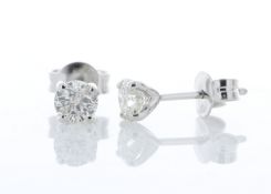 18ct White Gold Single Stone Prong Set Diamond Earring 0.80 Carats