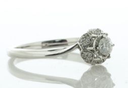 9ct White Gold Single Stone With Halo Setting Ring 0.25 Carats