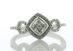 9ct White Gold Cluster With Halo And Shoulders Ring 0.17 Carats