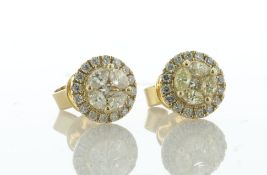 14ct Yellow Gold Cluster Diamond Stud Earring 0.66 Carats