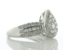 9ct White Gold Pear Cluster Claw Set Diamond Ring 1.00 Carats