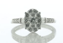 14ct White Gold Oval Cluster Diamond Ring 0.65 Carats