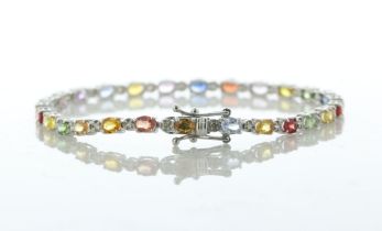 18ct White Gold Diamond and Coloured Sapphire Bracelet (S6.02) 0.38 Carats