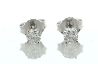 14ct White Gold Single Stone Prong Set Diamond Stud Earring 0.50 Carats