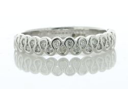 14ct White Gold Meander Curve Rub Over Set Semi Eternity Diamond Ring 3.5mm 0.20 Carats