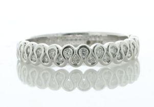 14ct White Gold Meander Curve Rub Over Set Semi Eternity Diamond Ring 3.5mm 0.20 Carats