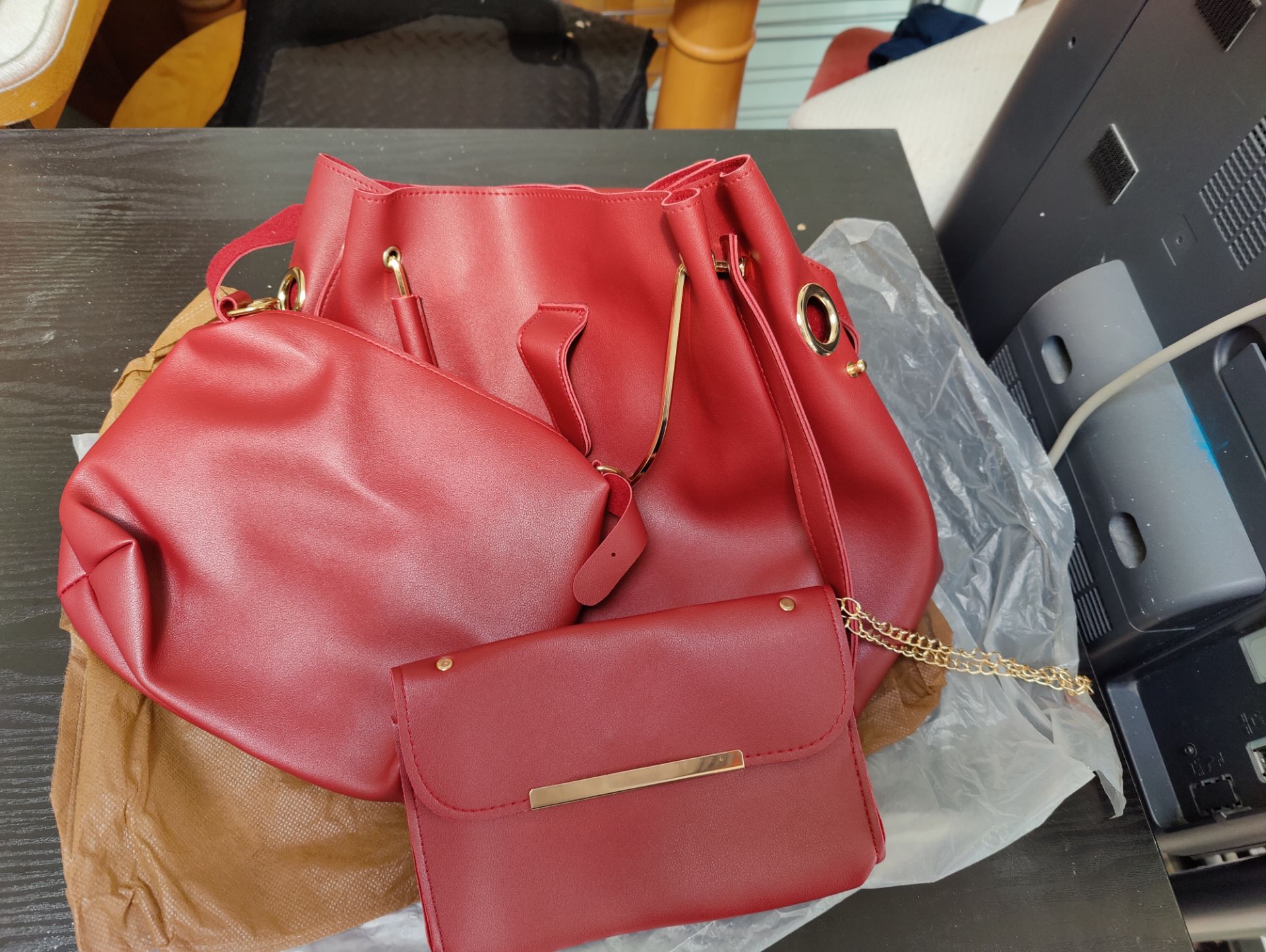 Set of 3 Red Ladies Handbags