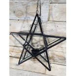 Metal and Glass, Star Candle Hanger. 26cm X 26cm