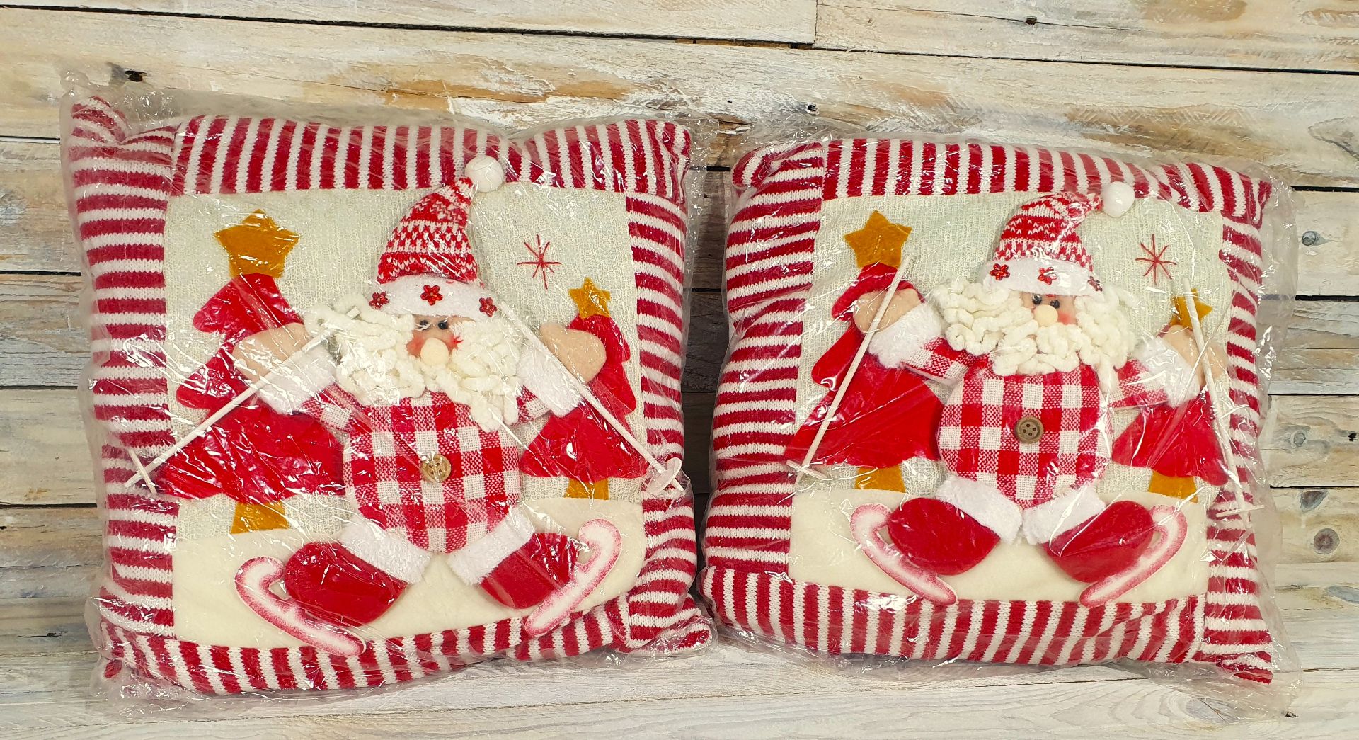 2 X 3D Luxury Santa Skiing Cushions, 35cm X 35cm RRP £35.98