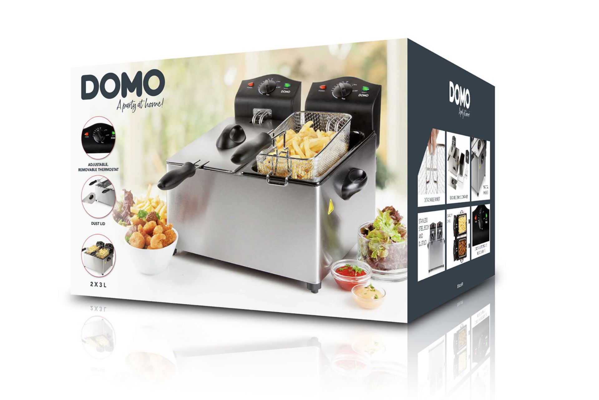 Title: DO1025FR DOMO Twin Pro Fryer 2x3L baskets in 1 fryer RRP £130Description: Twin Pro Fryer 2 - Image 2 of 3