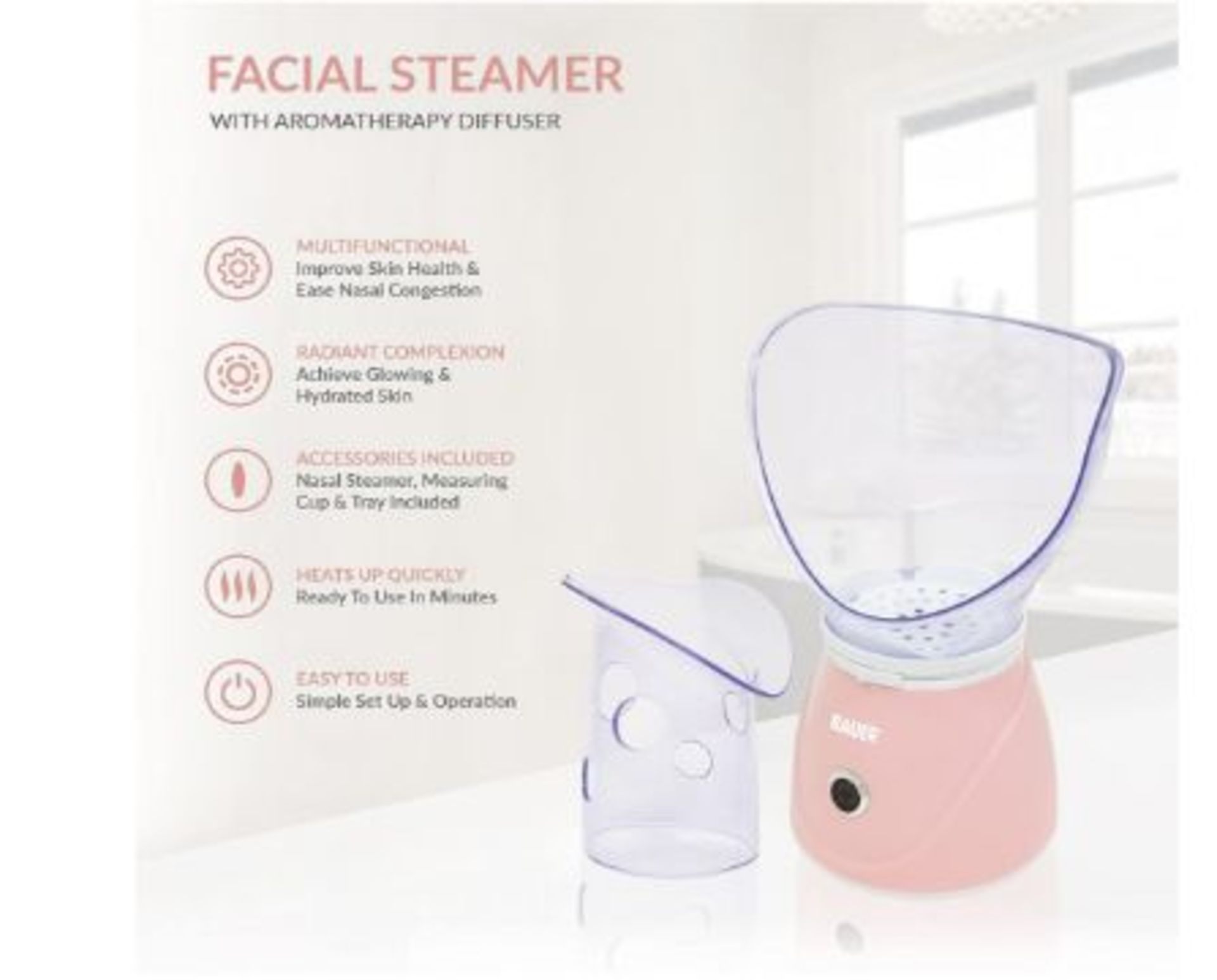 Aqua Care Facial Steamer and Nasal Inhaler/Steam Cleansing Sauna For Softer Skin/Quick Heat Up - Image 2 of 4