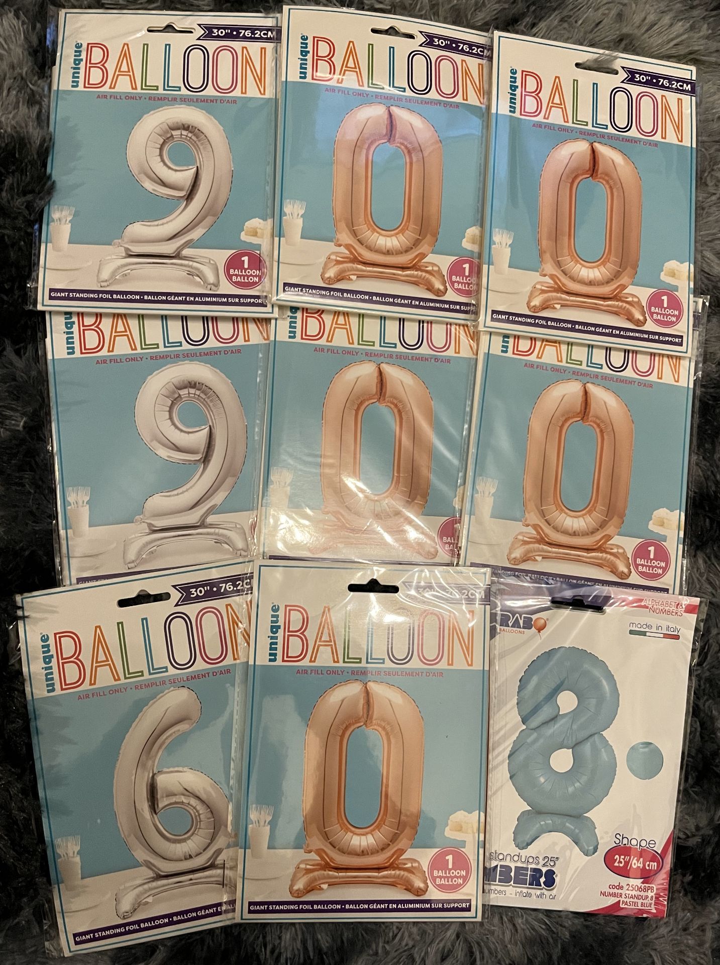 9 x 30" Air Fill Foil Standing Balloons - Image 2 of 2
