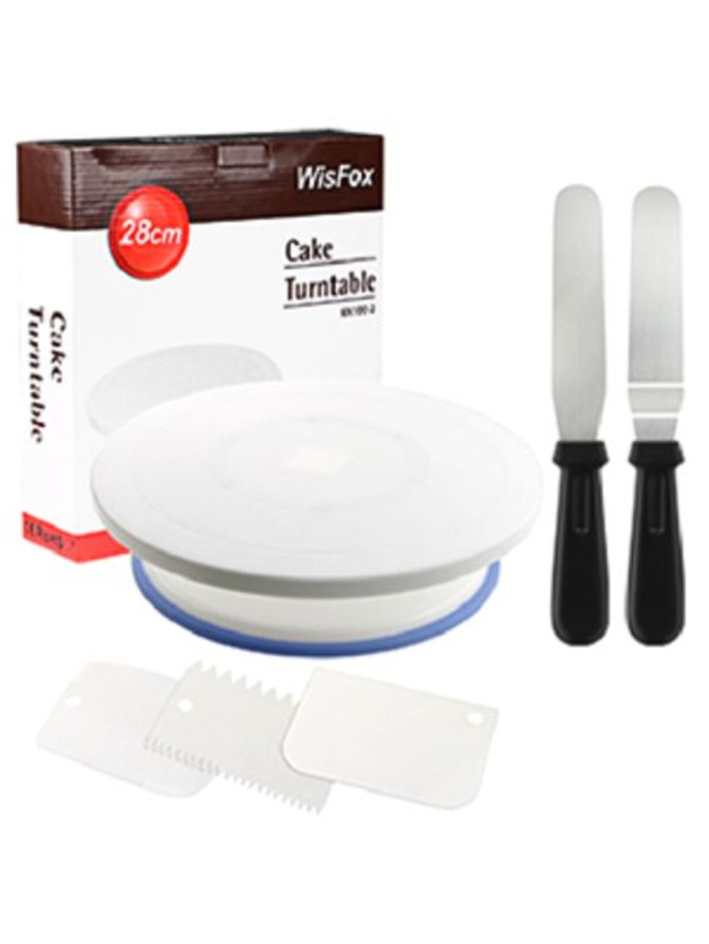 Wisfox Rotating Cake Decorating Plate With 2 Angled Palette Knife Set, Icing
