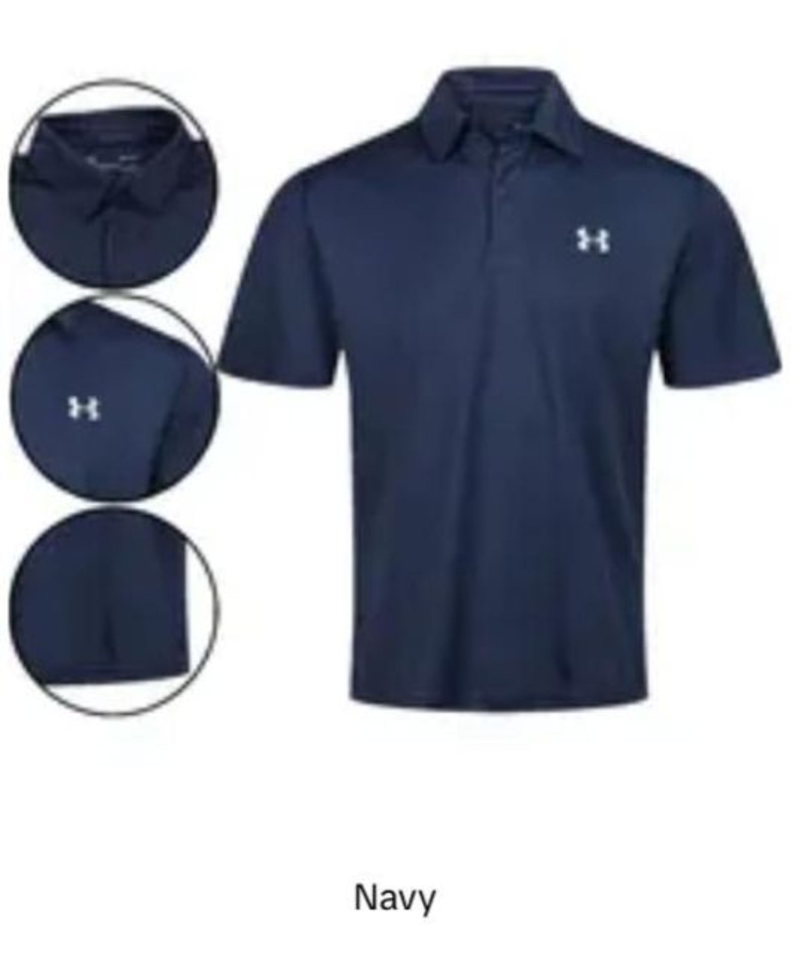 Mens Breathable Under Armour Polo Shirt Navy Size XL - Image 2 of 3