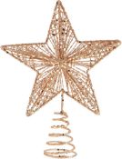 Christmas Tree Top Star Iron Rose Gold Star Christmas Tree Topper Glitter Star Decoration Ornamen...