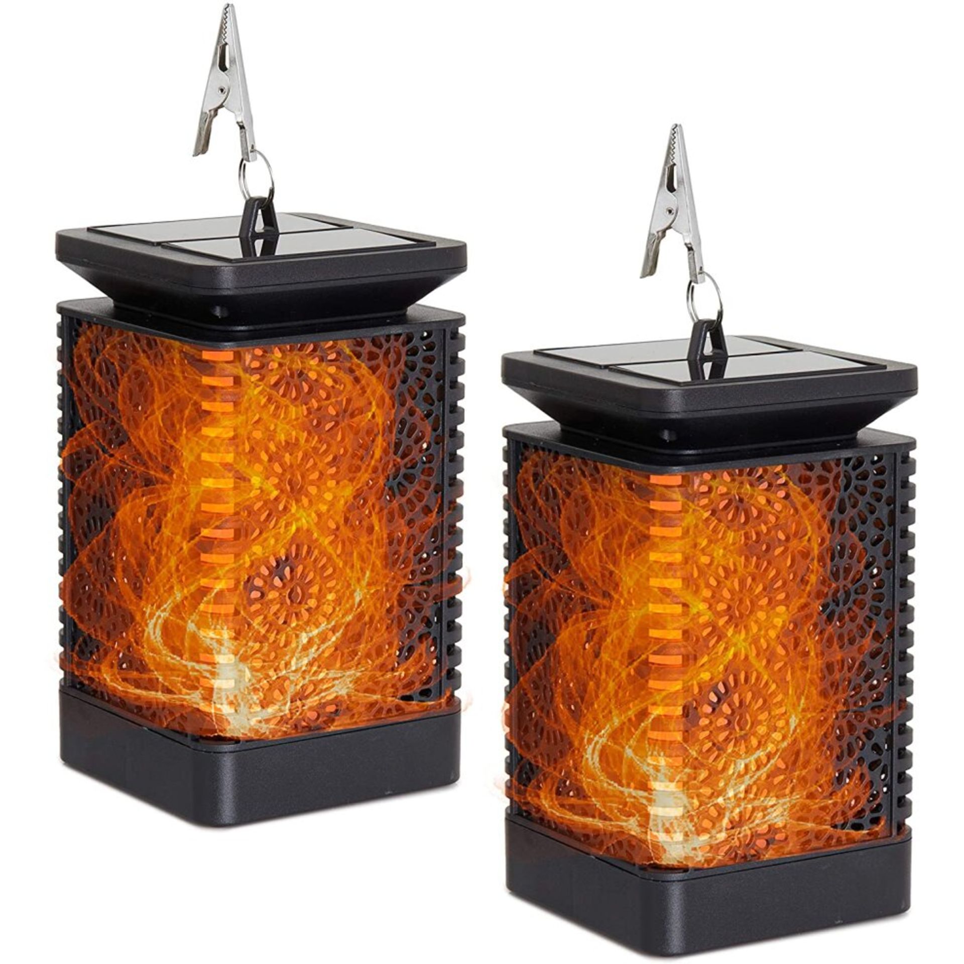 Decoexpress LED 2 x Solar Flame Effect Table Lamps RRP £39.95