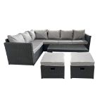 8-Seater Gunnersbury Rattan Sofa Set - Black