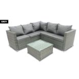 5-Seater Temple Rattan Corner Sofa Set - Grey