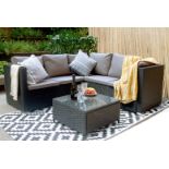 5-Seater Temple Rattan Corner Sofa Set - Black