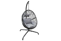 5 x New Rattan Hanging Egg Chair With A Cushion and Pillow - Black