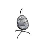 New Rattan Hanging Egg Chair With A Cushion and Pillow - Black
