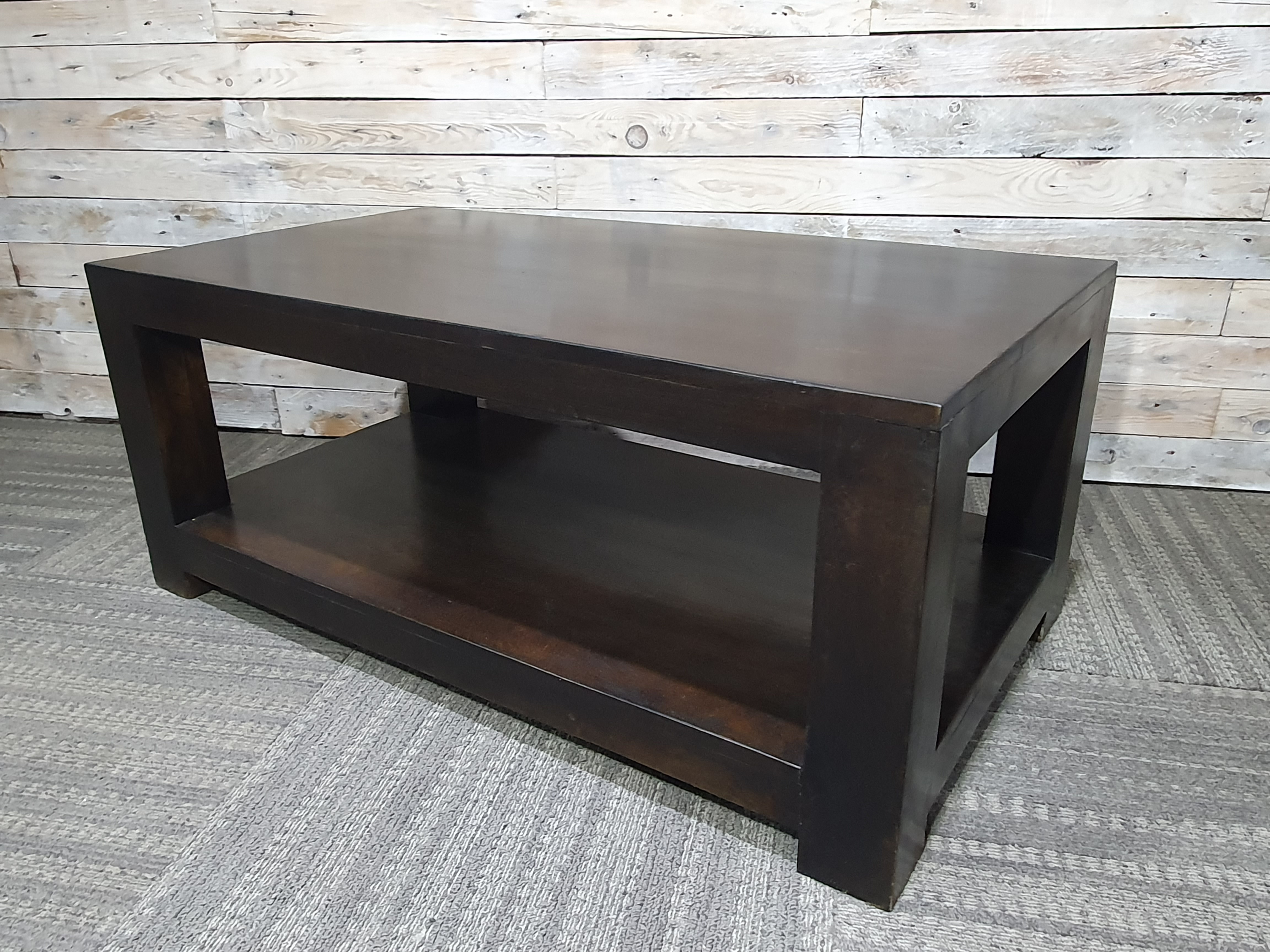 Solid Wooden Ebonised Black Coffee Centre Table 110cm x 60cm x 46cm Tall. Rrp £399