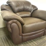 Real Brown Leather Quality Arm Chair. 118cm across x 86cm tall x 99cm deep. Rrp £999