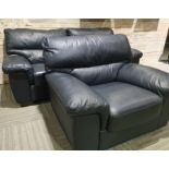 Italian Black 2 Piece pu Leather Sofa Set Rrp £1399