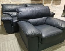 Italian Black 2 Piece pu Leather Sofa Set Rrp £1399