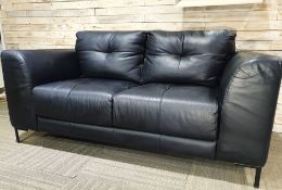 Italian Black Pu Leather Sofa with Black Metal Legs Rrp £1299