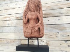 Mounted Stone Carving of a Semi Naked Thai Godess 30cm Tall Rrp £119
