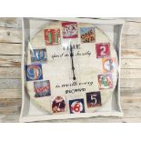 Printed Wooden Clock 60cm Across. 'Time Spent With Family'. Rrp £30