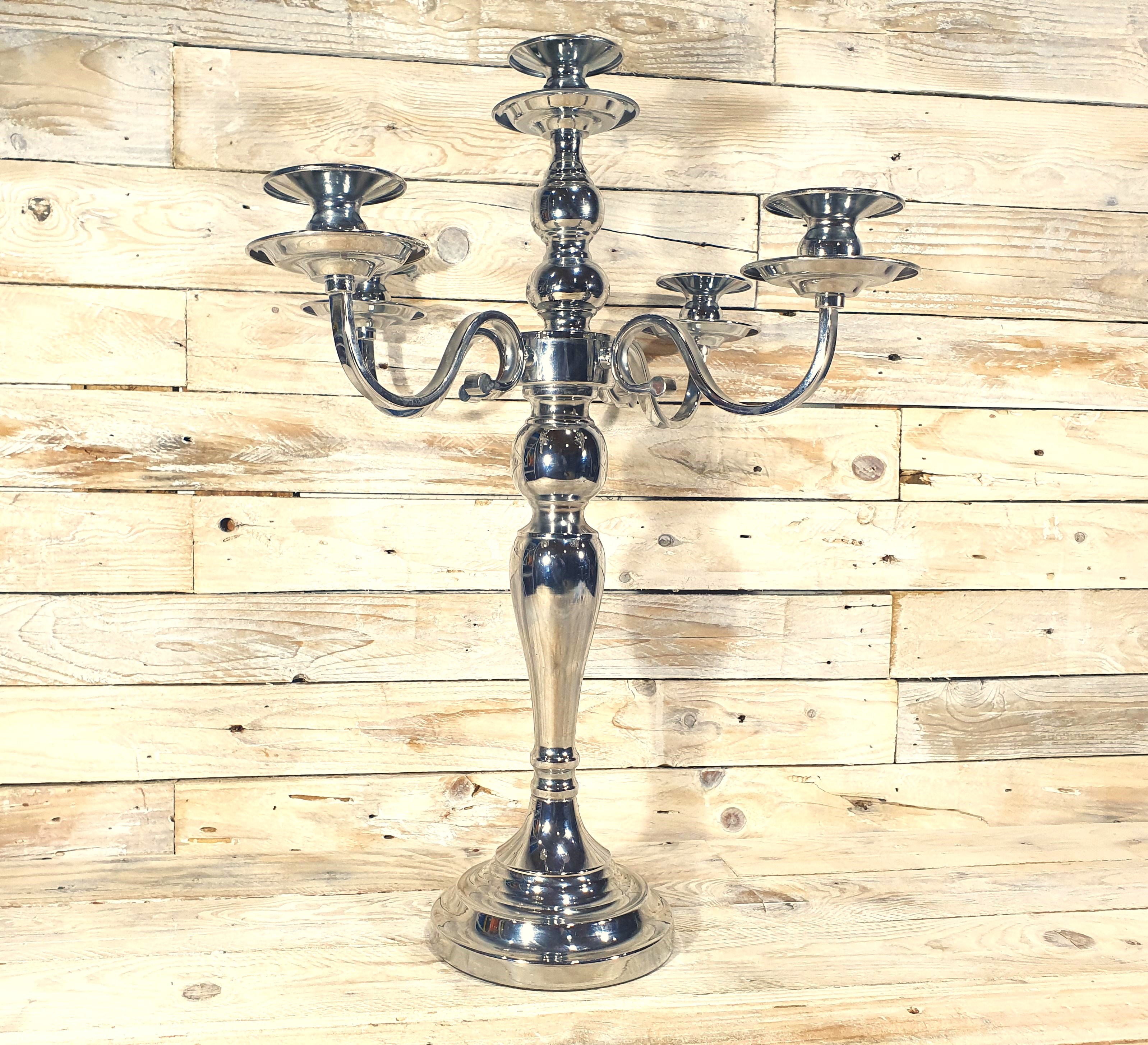 Tall Stainless Steel 5 Pot Table Candelabra Candle Holder 48cm x 33cm x 33cm Rrp £99