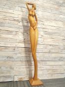 Tall, Solid Wood Figurine 'Single Lady' Carving. Single piece of wood. 150cm Tall. Rrp £299