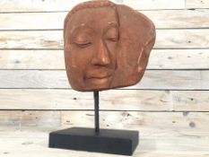 Mounted Stone Carving of a Thai God Face 29cm Tall Rrp £119