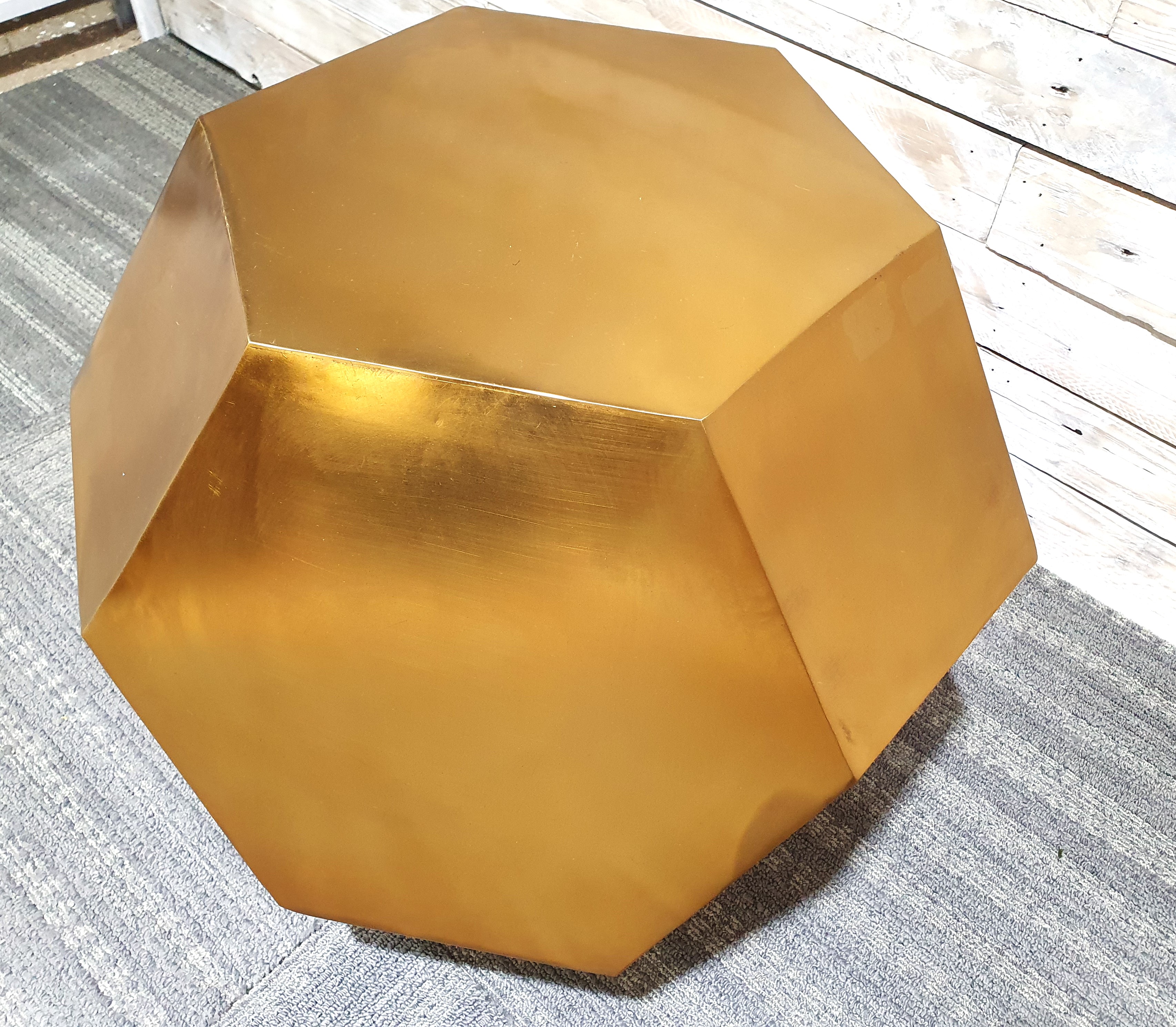 Designer Loaf.com Gold Coloured Metal Dodecagon Side Table 50cm Tall x 55cm Across. Rrp £199 - Image 3 of 3