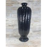 Solid Wood Balinese Ebonised Heavy Grand Table Vase 77cm Tall x 30cm across. Rrp £499