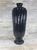 Solid Wood Balinese Ebonised Heavy Grand Table Vase 77cm Tall x 30cm across. Rrp £499