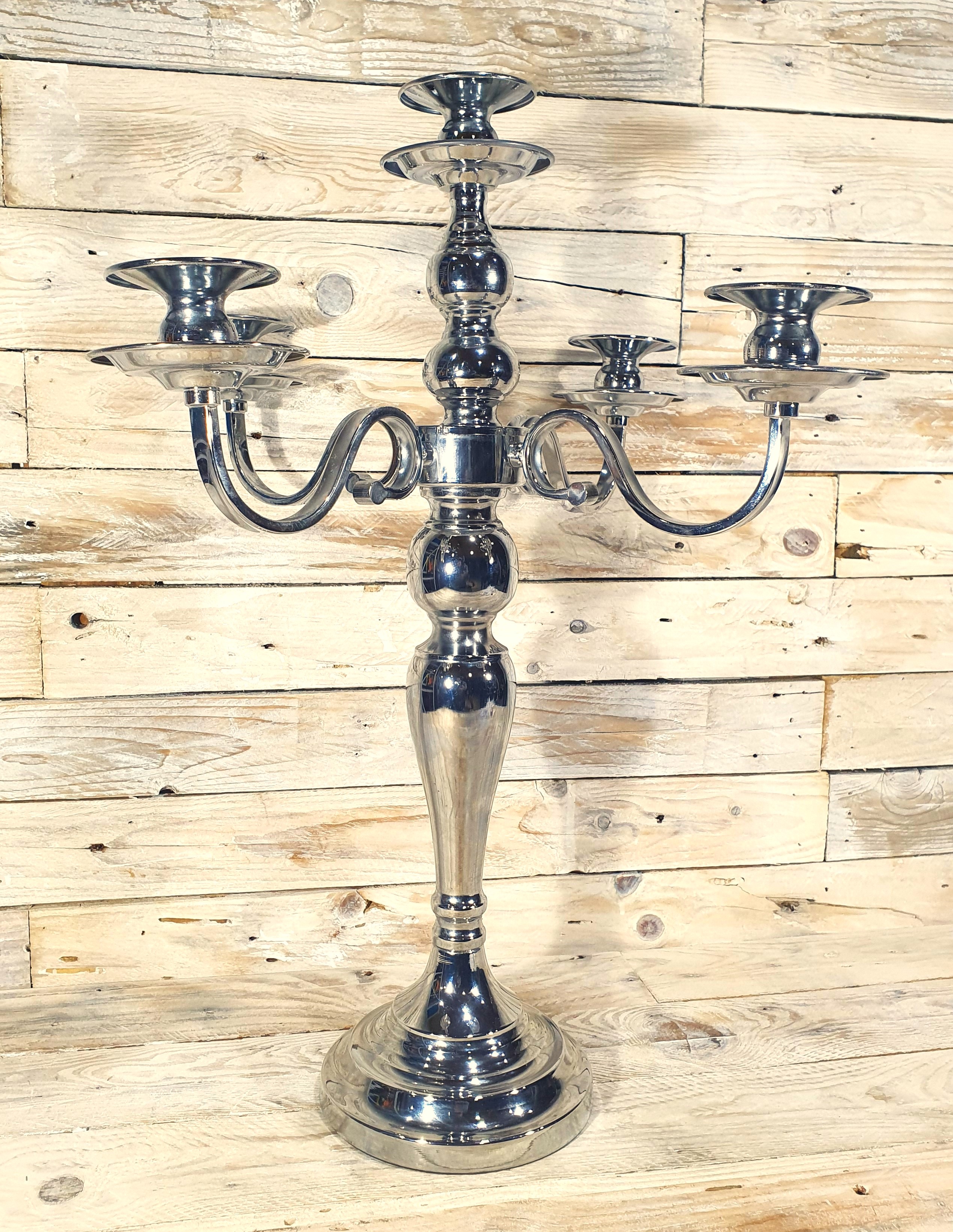 Tall Stainless Steel 5 Pot Table Candelabra Candle Holder 48cm x 33cm x 33cm Rrp £99