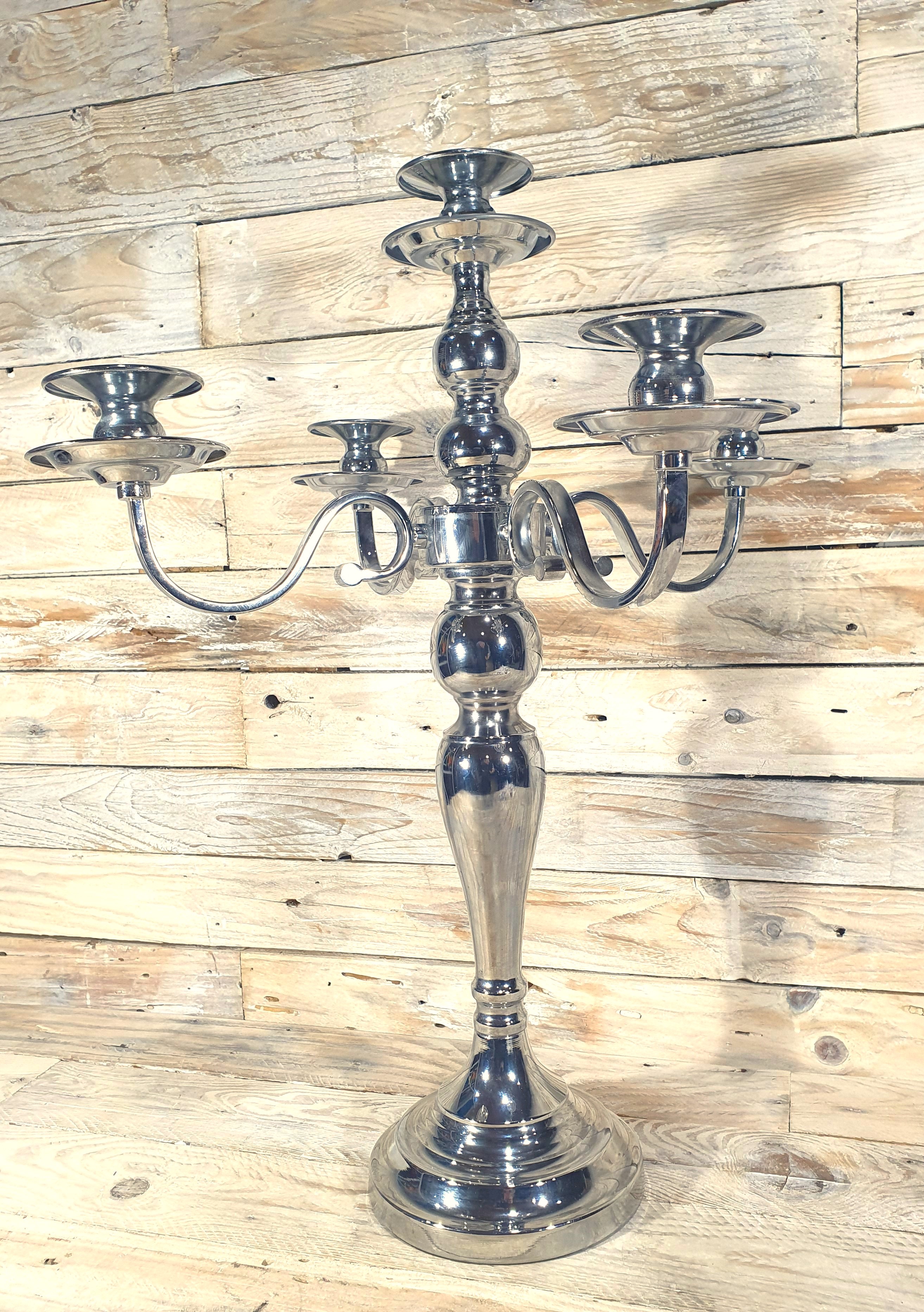 Tall Stainless Steel 5 Pot Table Candelabra Candle Holder 48cm x 33cm x 33cm Rrp £99 - Image 3 of 3