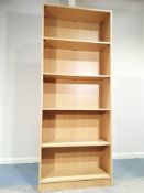 Tall Wooden Bookcase with 5 shelves in Light Wood. 2m Tall x 80cm Across x 30cm Deep. Rrp £159