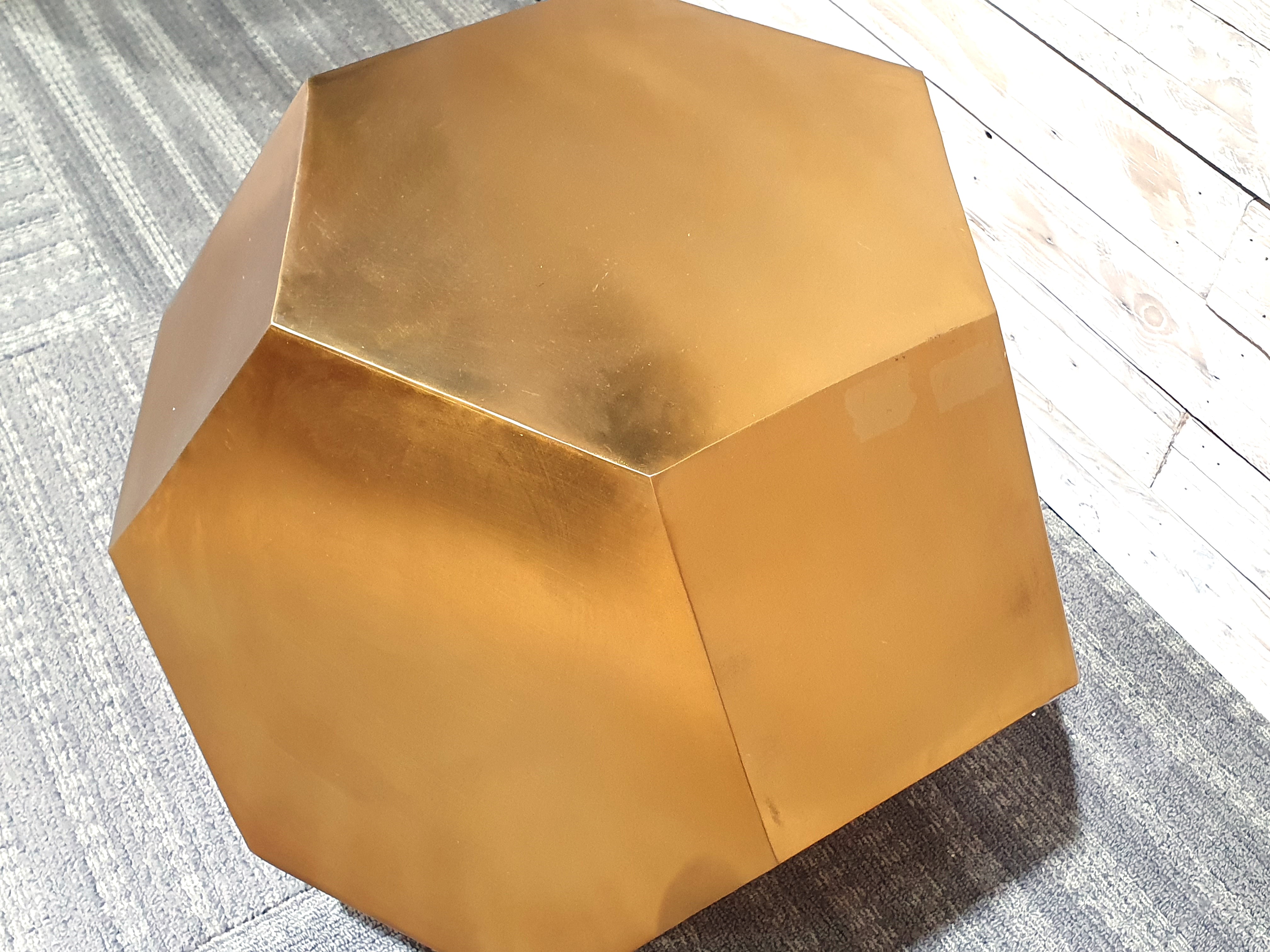 Designer Loaf.com Gold Coloured Metal Dodecagon Side Table 50cm Tall x 55cm Across. Rrp £199 - Image 2 of 3
