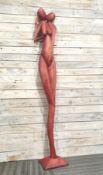 Tall, Solid Wood Figurine 'Couple' Carving. Single piece of wood. 153cm Tall. Rrp £299