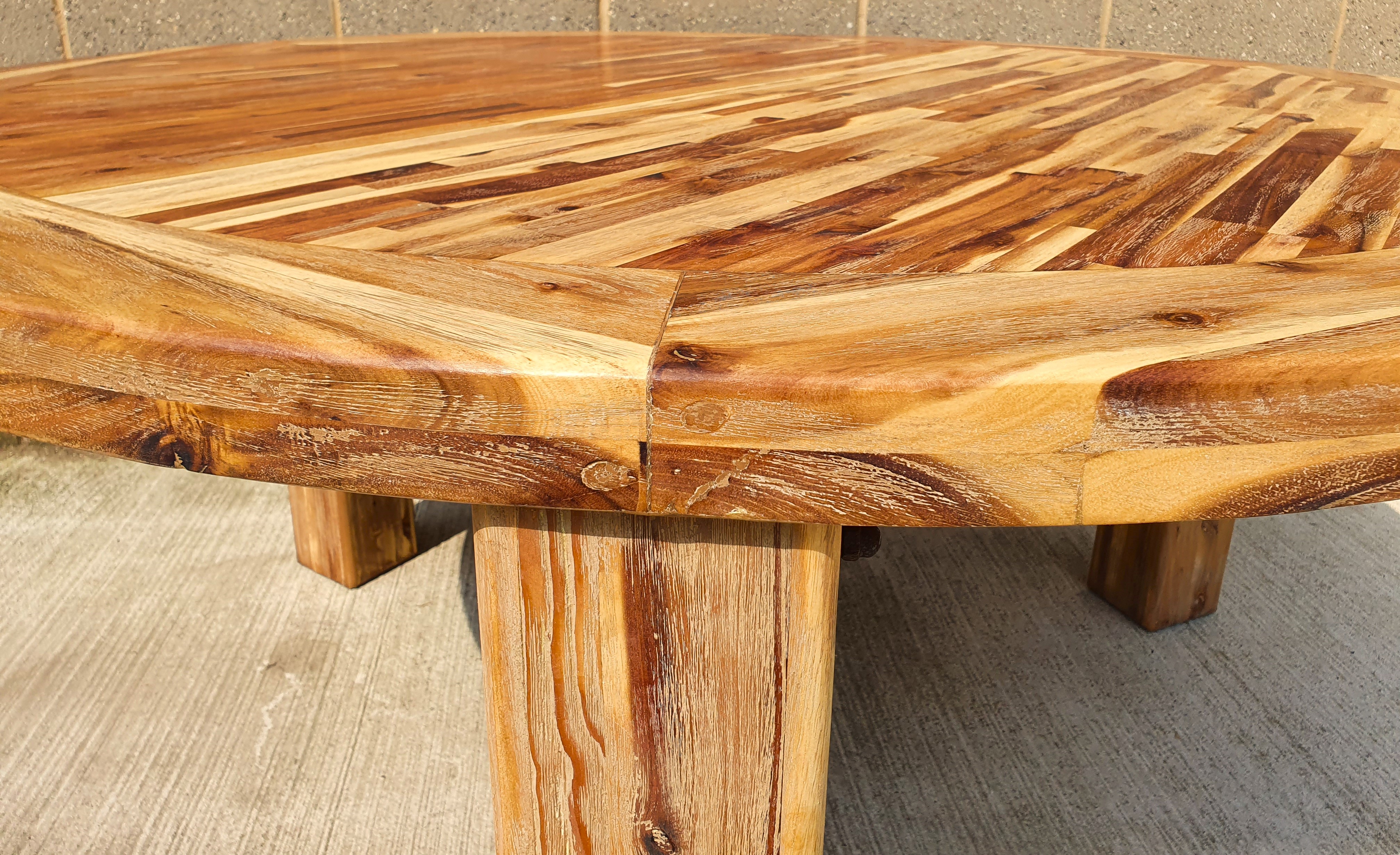 Giant Heavy Weight Solid Wood Garden Dining Table 120cm across x 80cm Tall. Rrp £1299