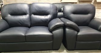 Italian Chunky Black 3 piece pu Leather Suite Rrp £1999