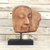 Mounted Stone Carving of a Thai God Face 27cm Tall Rrp £119