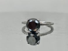 Beautiful Natural 2.78 CT Black Diamond Ring With Natural Diamonds & 18k Gold