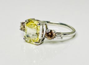 Beautiful Unheated Untreated Natural Ceylon yellow Sapphire Diamonds & Platinum