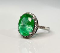 Beautiful 4.24CT Untreated Natural Columbian Emerald Ring ,Diamonds & 18k Gold